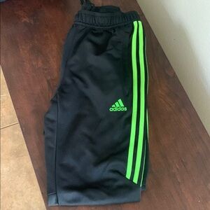 Adidas Kids Black and Green Track Pants